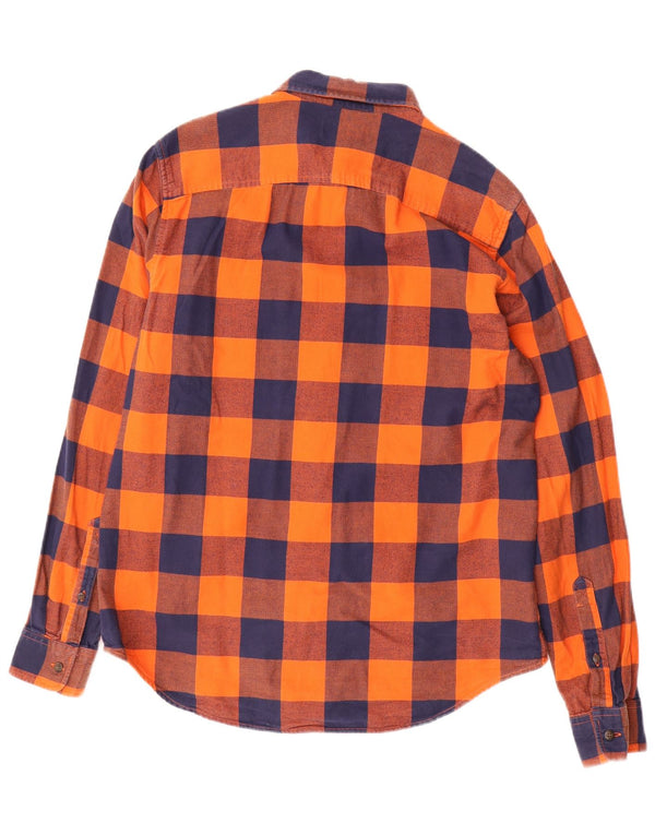 TIMBERLAND Mens Regular Fit Flannel Shirt Medium Orange Check Cotton