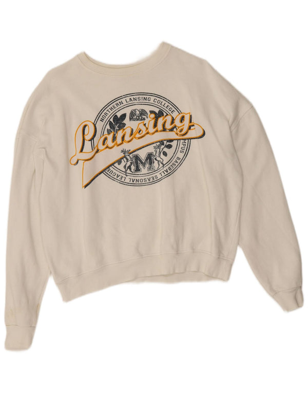 Zara Womens Graphic Oversized Sweatshirt Jumper UK 10 Small White