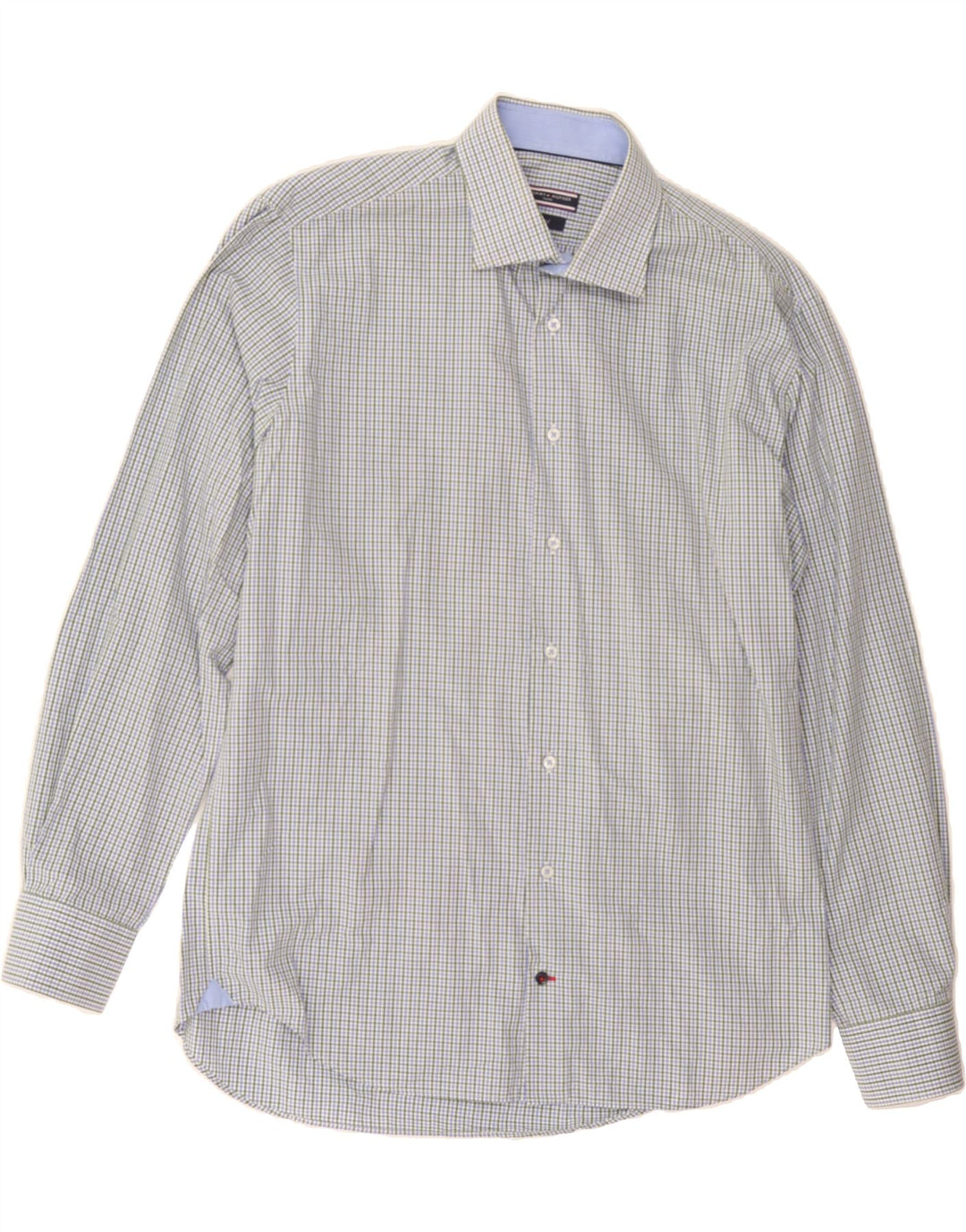 TOMMY HILFIGER Mens Tailored Shirt Size 16 41 Large Green Check Cotton Vintage Tommy Hilfiger and Second-Hand Tommy Hilfiger from Messina Hembry 