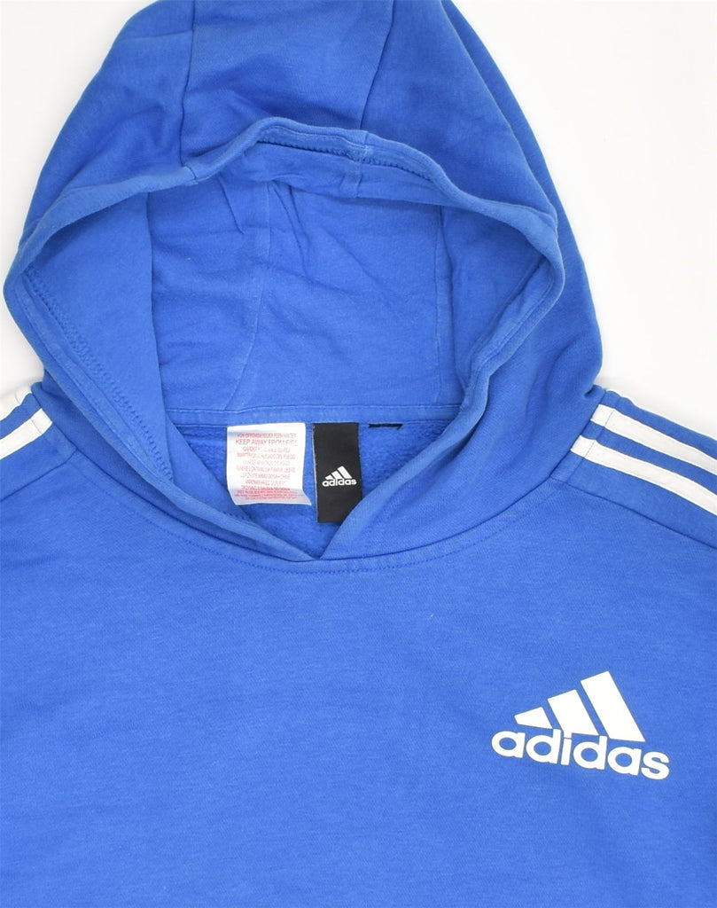 ADIDAS Womens Hoodie Jumper UK 14 Large Blue Cotton | Vintage Adidas | Thrift | Second-Hand Adidas | Used Clothing | Messina Hembry 