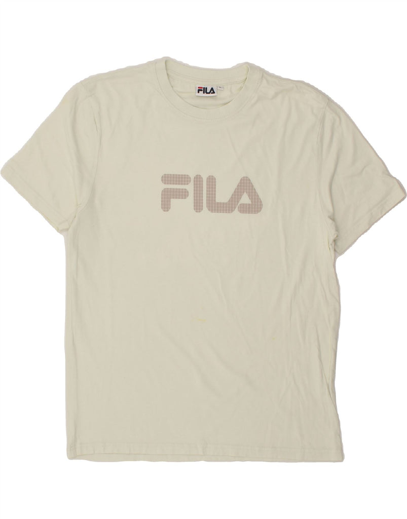 FILA Mens Graphic T-Shirt Top Large Off White | Vintage Fila | Thrift | Second-Hand Fila | Used Clothing | Messina Hembry 