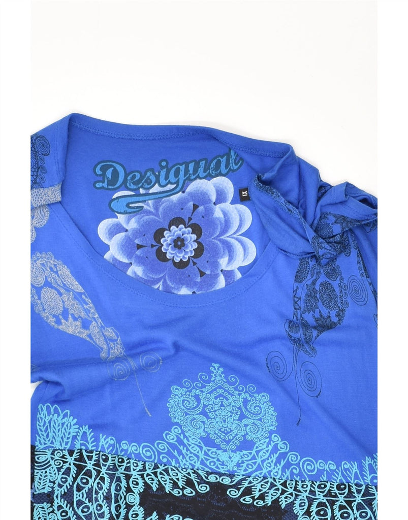 DESIGUAL Womens Slim Fit A-Line Dress UK 18 XL Blue Paisley | Vintage Desigual | Thrift | Second-Hand Desigual | Used Clothing | Messina Hembry 