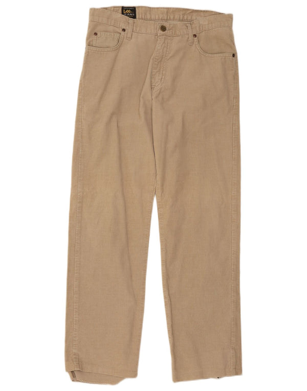 Lee Womens Brooklyn Straight Corduroy Trousers W32 L28 Beige Cotton