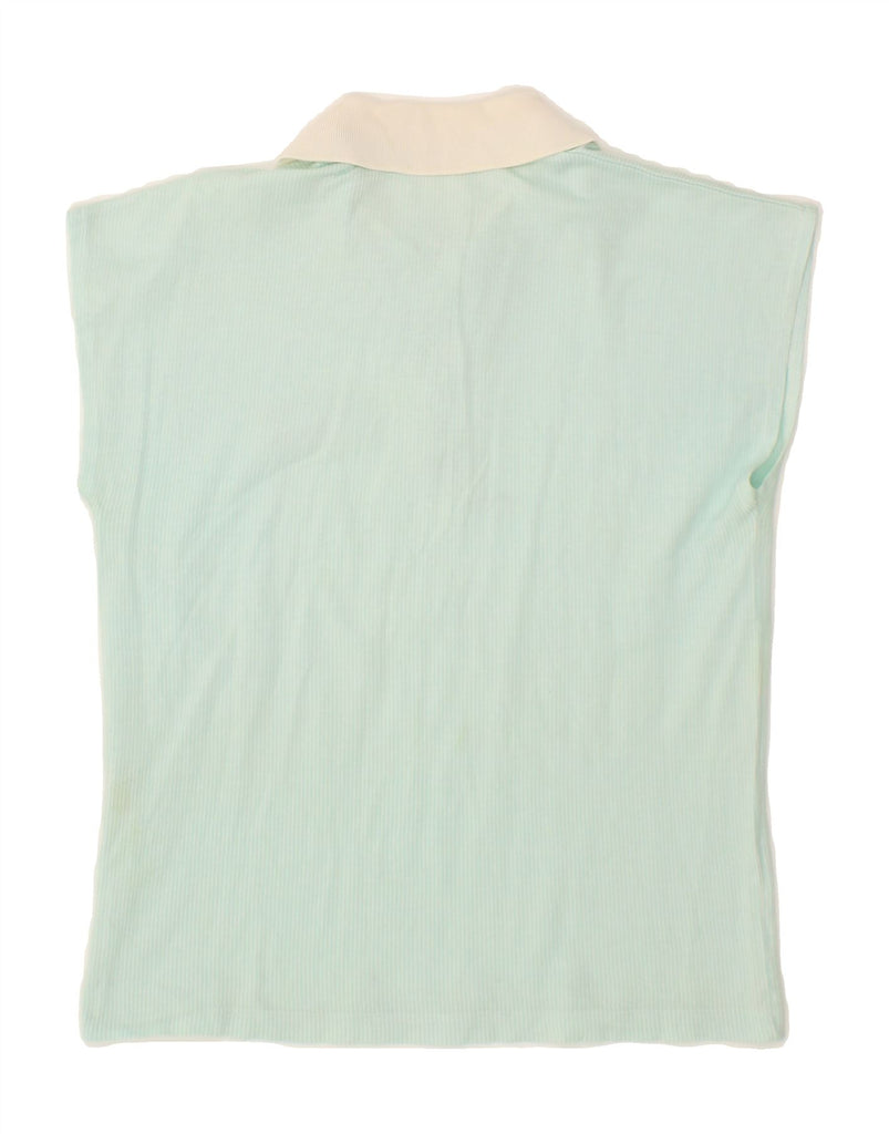 ELLESSE Womens Sleeveless Polo Shirt IT 44 Medium Turquoise Striped Cotton Vintage Ellesse and Second-Hand Ellesse from Messina Hembry 