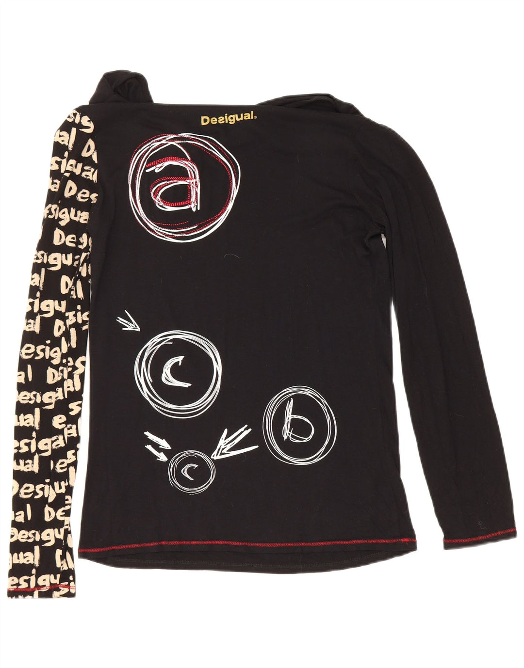 Desigual Womens Graphic Top Long Sleeve UK 12 Medium Black