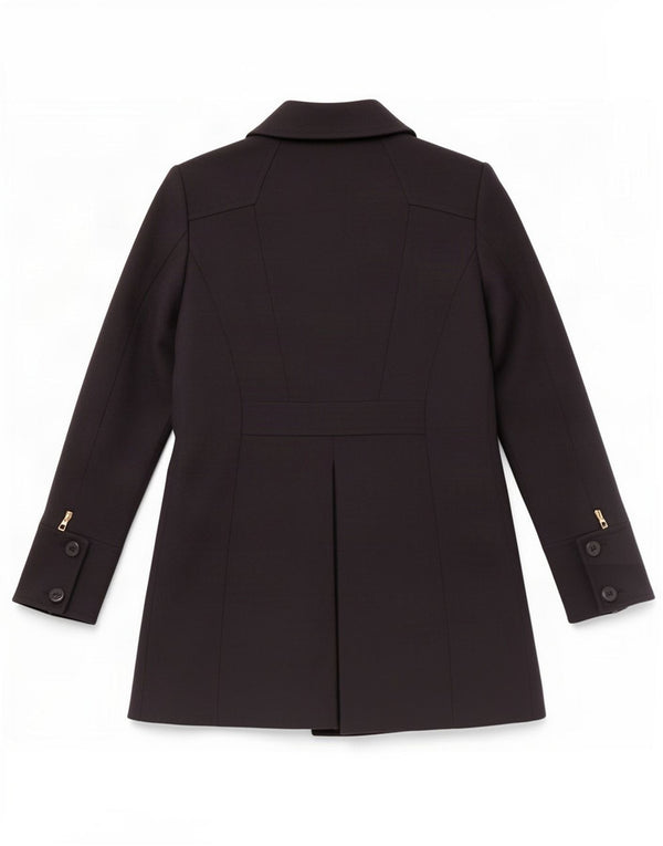 Reiss Womens Double Breasted Coat UK 12 Medium Navy Blue Polyester