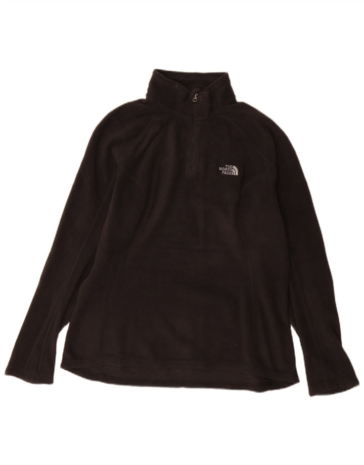THE NORTH FACE Womens Zip Neck Fleece Jumper UK 14 Medium Black Polyester