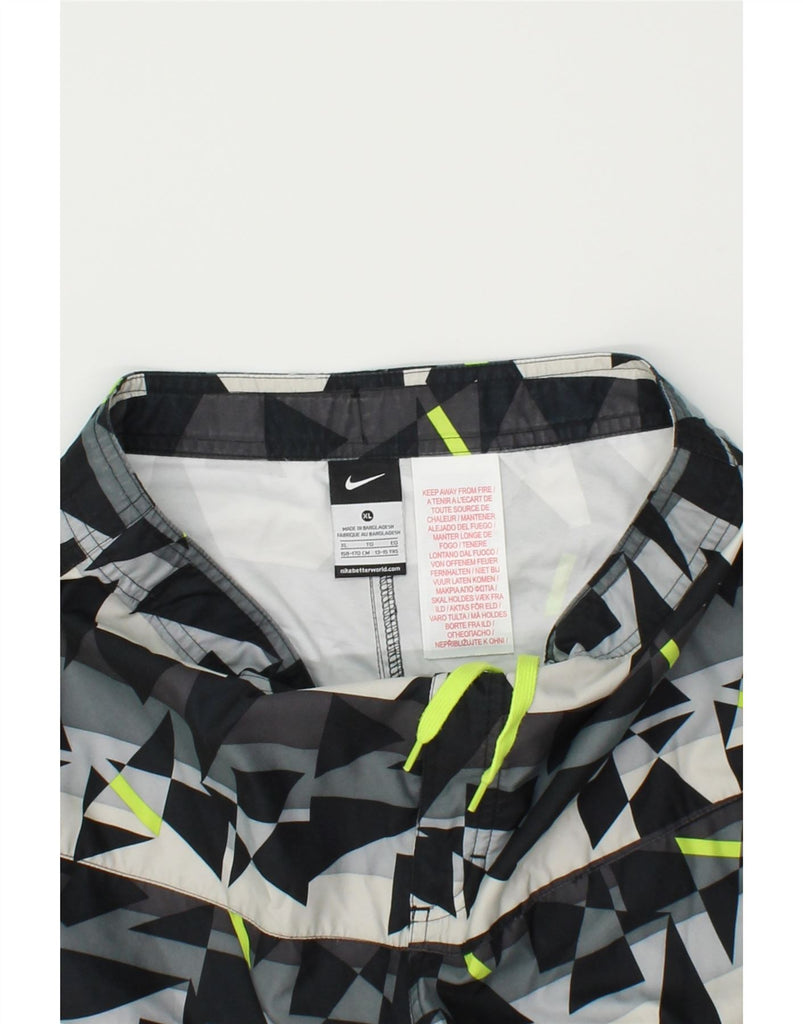 NIKE Boys Swimming Shorts 13-14 Years XL Grey Geometric Polyester | Vintage Nike | Thrift | Second-Hand Nike | Used Clothing | Messina Hembry 