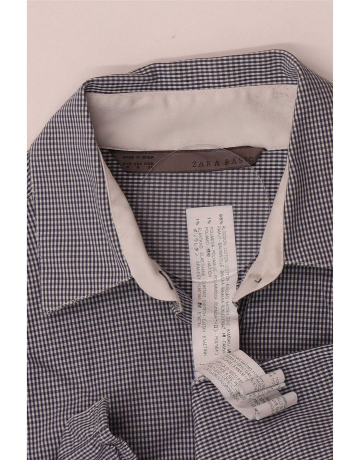Zara Womens Shirt Small Blue Gingham Cotton