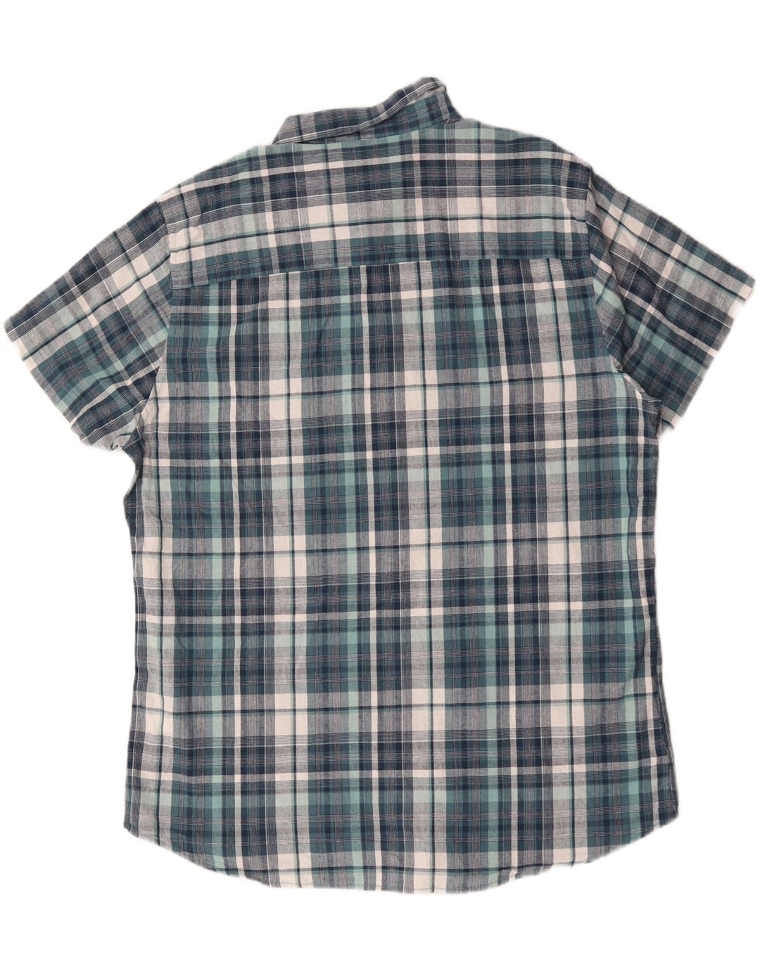 M&CO Mens Short Sleeve Shirt XL Blue Check Cotton