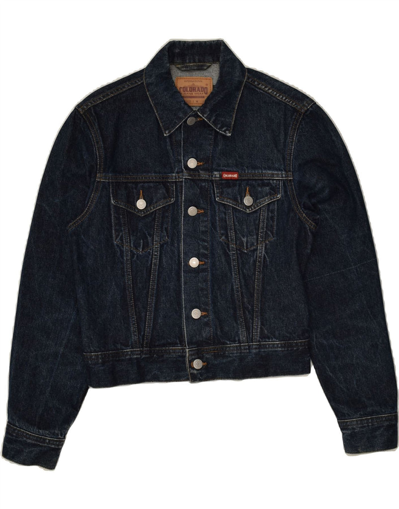 VINTAGE Boys Denim Jacket 10-11 Years Medium Navy Blue Cotton Vintage Vintage and Second-Hand Vintage from Messina Hembry 