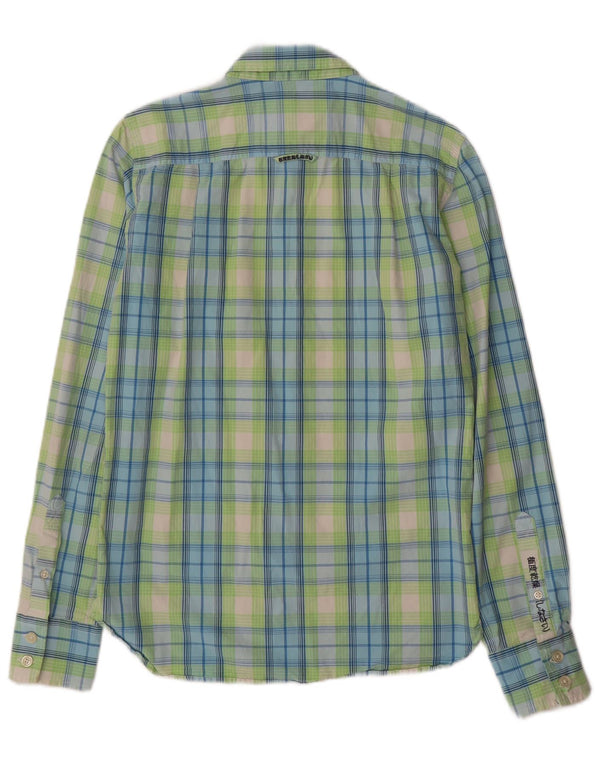 Superdry Mens Shirt Small Green Check Cotton