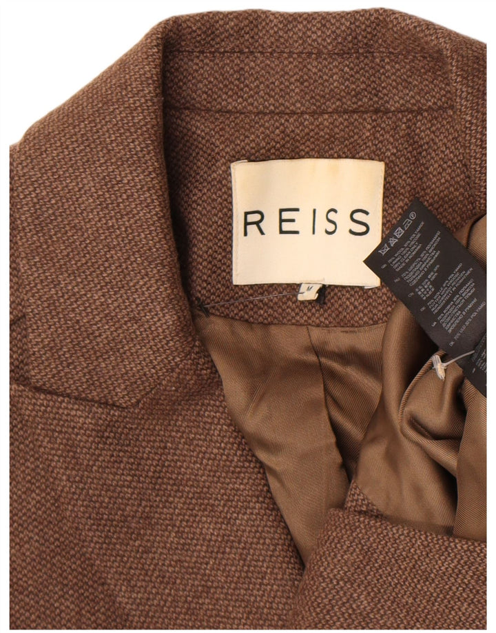 Reiss Womens 1 Button Blazer Jacket UK 12 Medium Brown Wool
