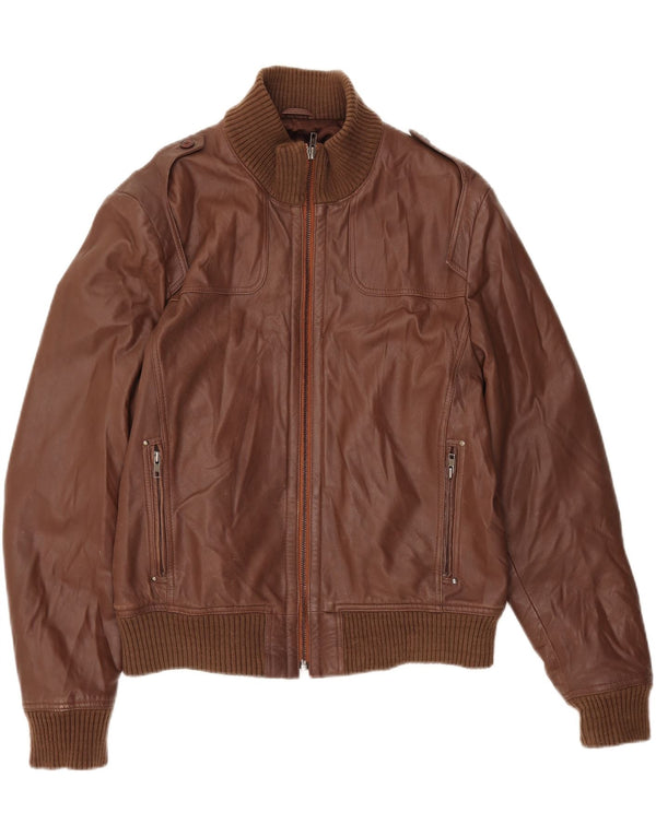 Vintage Mens Leather Jacket UK 40 Large Brown Leather