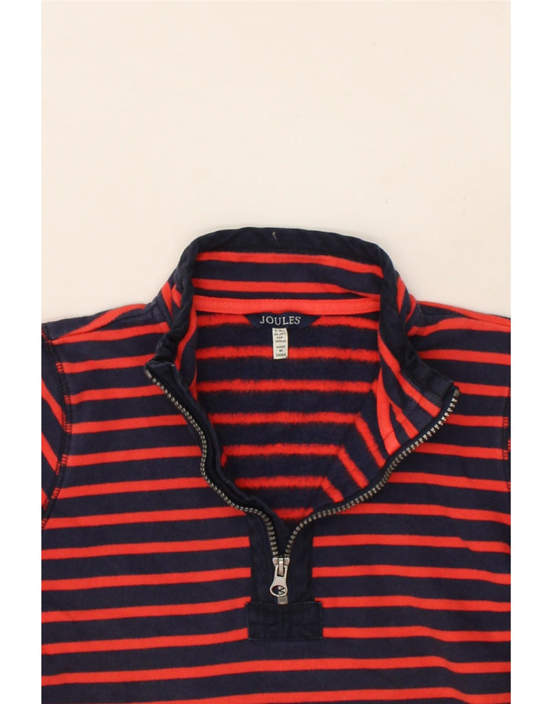 JOULES Girls Zip Neck Sweatshirt Jumper 9-10 Years Red Striped Cotton Vintage Joules and Second-Hand Joules from Messina Hembry 