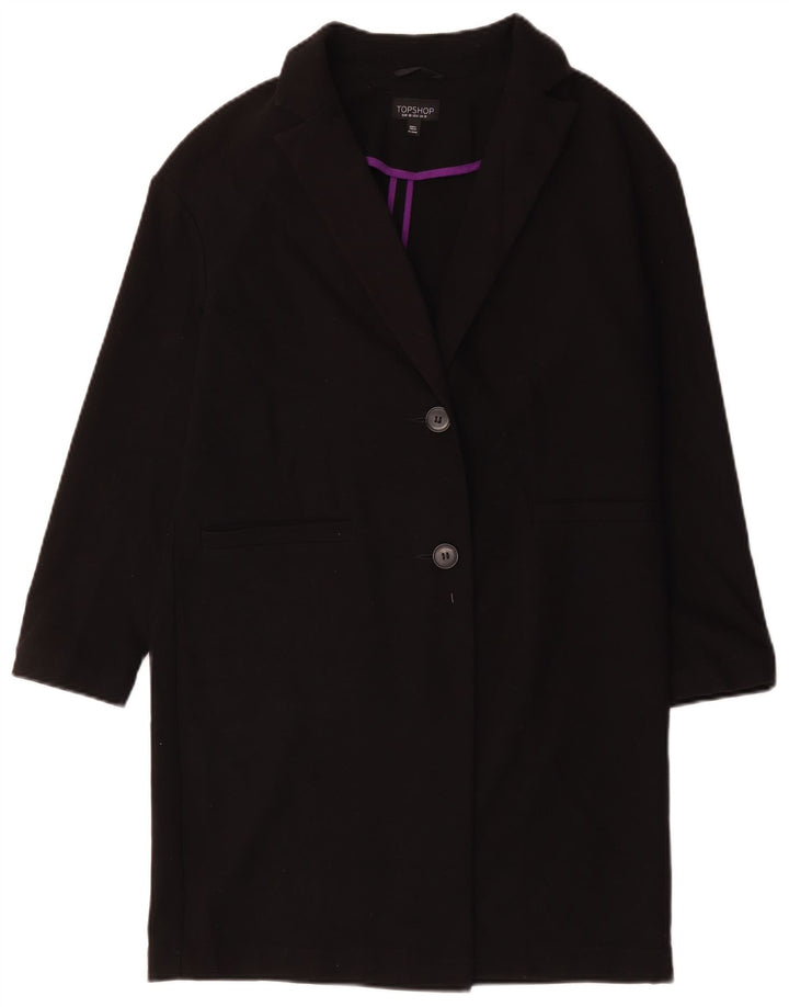 Topshop Womens Oversized Overcoat UK 10 Small Black Polyester