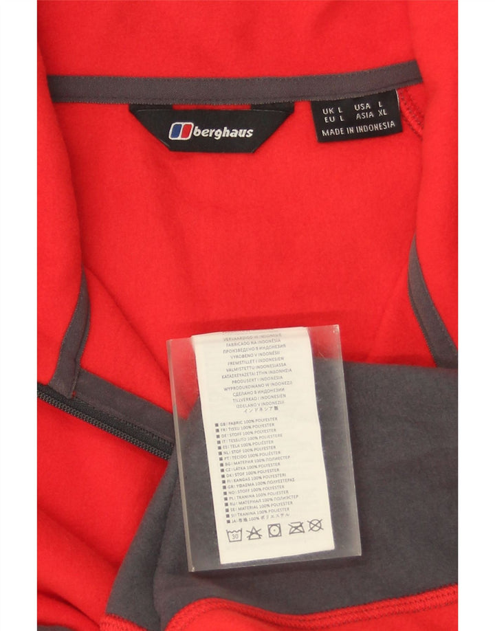 Berghaus Mens Zip Neck Fleece Jumper Large Red Colourblock Polyester