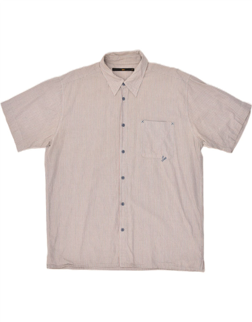 LEE Mens Short Sleeve Shirt XL Beige Check Cotton | Vintage Lee | Thrift | Second-Hand Lee | Used Clothing | Messina Hembry 