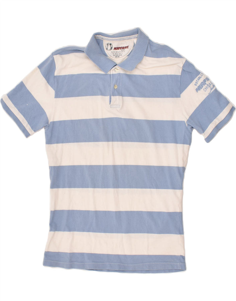 MURPHY & NYE Boys Polo Shirt 13-14 Years 3XL Blue Striped | Vintage Murphy & Nye | Thrift | Second-Hand Murphy & Nye | Used Clothing | Messina Hembry 