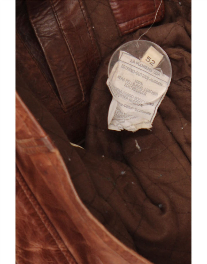 Vintage Mens Leather Jacket IT 52 XL Brown Leather