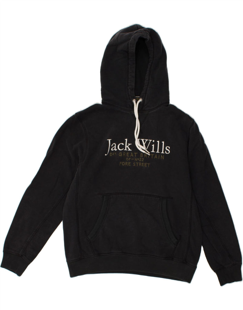 JACK WILLS Mens Graphic Hoodie Jumper Large Black Cotton | Vintage Jack Wills | Thrift | Second-Hand Jack Wills | Used Clothing | Messina Hembry 