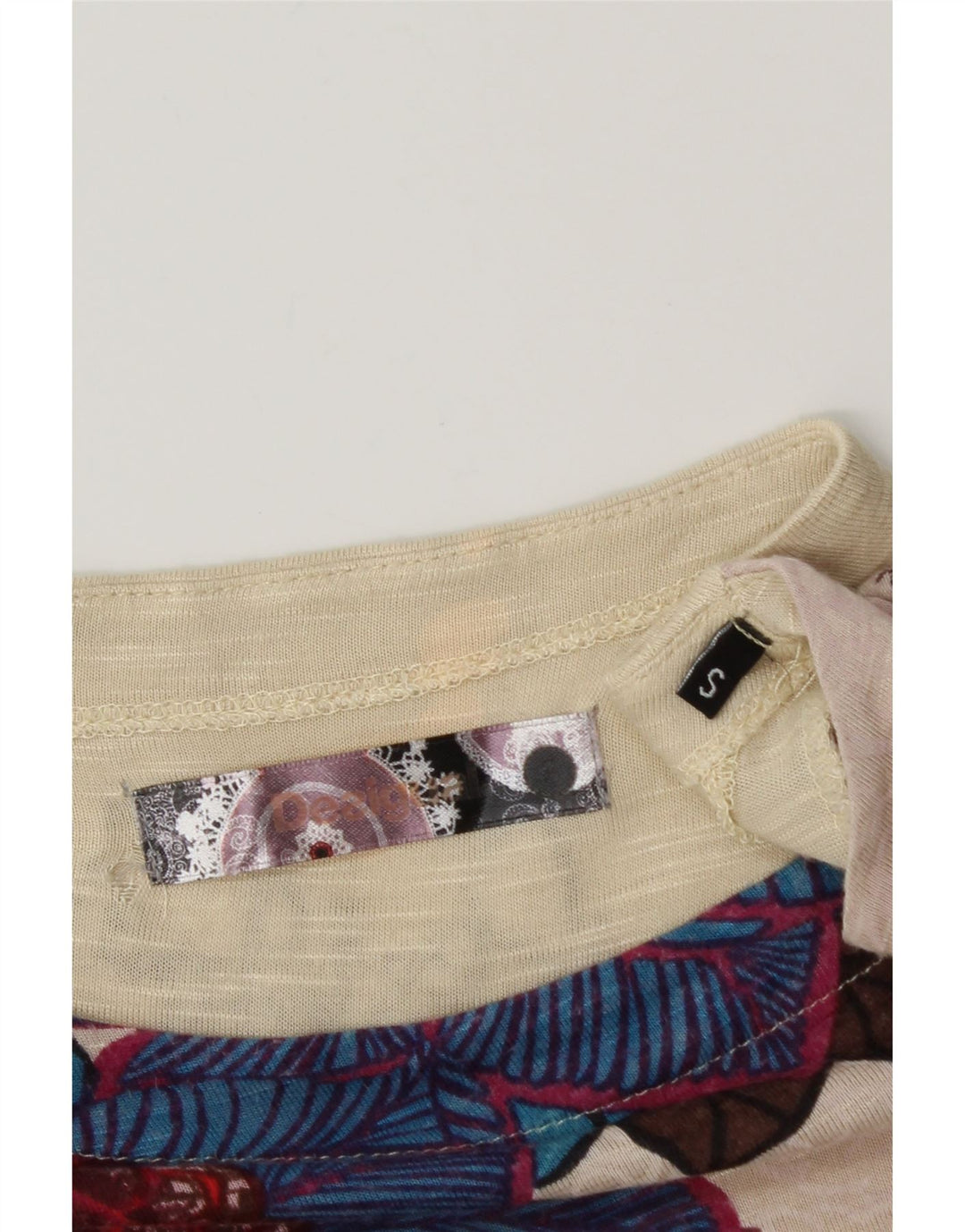 DESIGUAL Womens Graphic Top 3/4 Sleeve UK 8 Small Multicoloured Floral