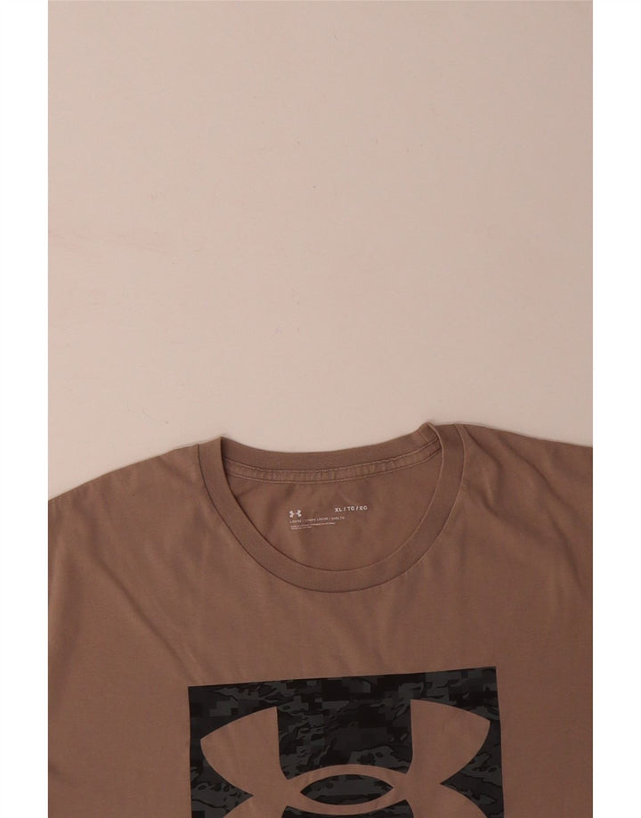 UNDER ARMOUR Mens Graphic T-Shirt Top XL Brown Cotton