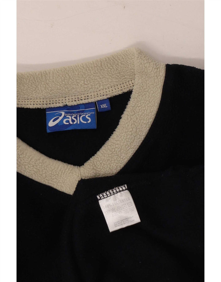 Asics Mens Fleece Jumper 2XL Navy Blue Colourblock Polyester