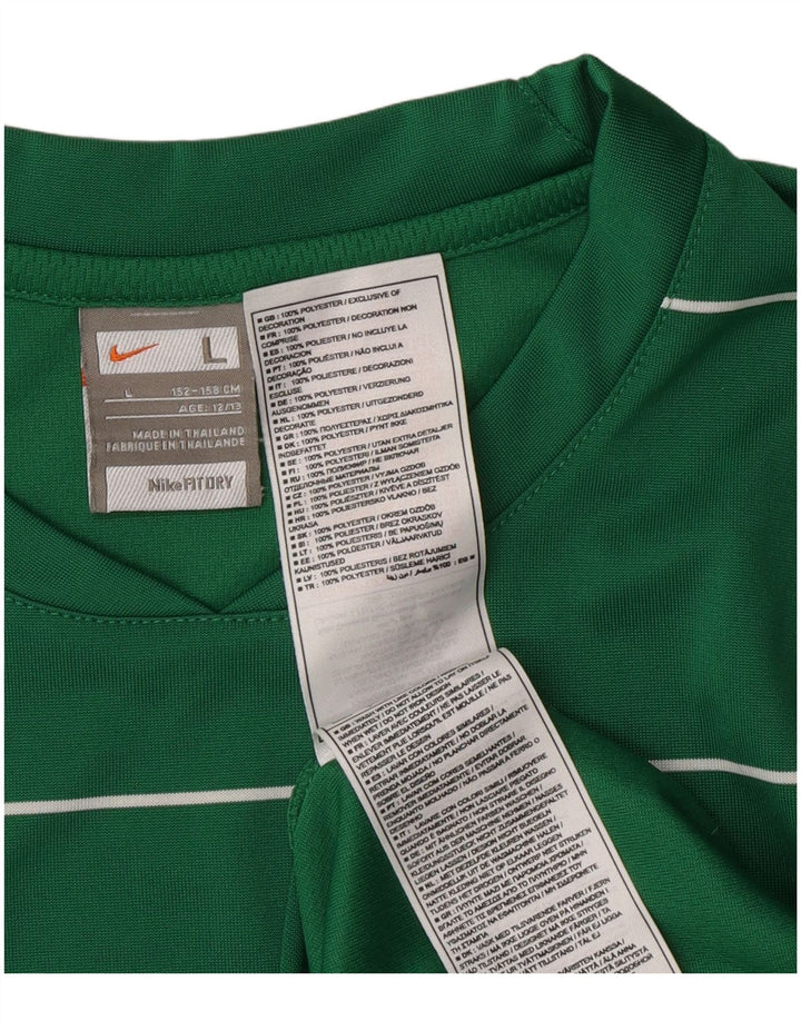 Nike Boys Graphic T-Shirt Top 12-13 Years Large Green Striped Polyester