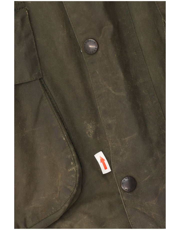 Barbour Mens Waxed Cotton Jacket UK 46 XL Khaki