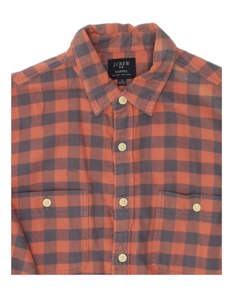 J. CREW Mens Flannel Shirt Medium Orange Gingham Cotton | Vintage J. Crew | Thrift | Second-Hand J. Crew | Used Clothing | Messina Hembry 