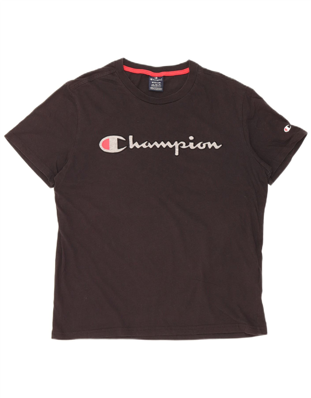 CHAMPION Mens Graphic T-Shirt Top Medium Black Cotton