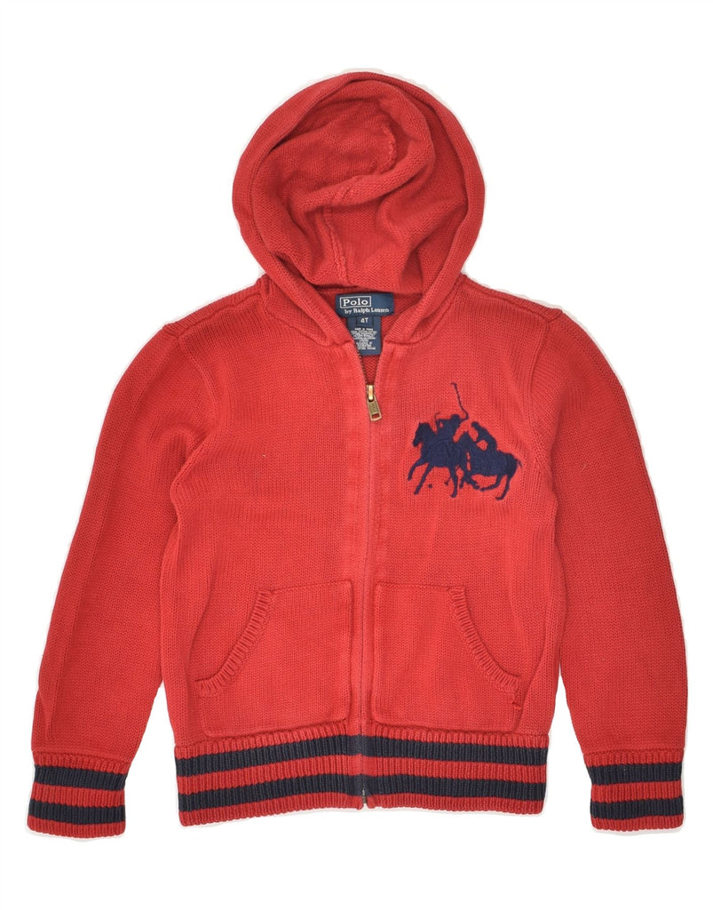 POLO RALPH LAUREN Boys Hooded Cardigan Sweater 3-4 Years Red Cotton | Vintage Polo Ralph Lauren | Thrift | Second-Hand Polo Ralph Lauren | Used Clothing | Messina Hembry 