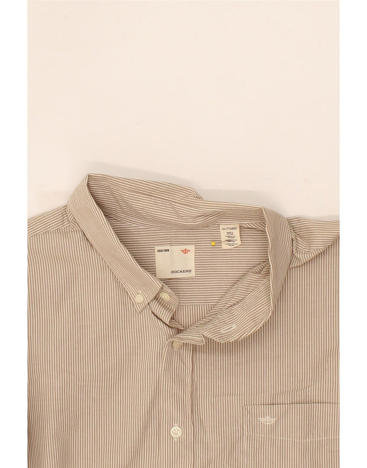 DOCKERS Mens Shirt 2XL Beige Pinstripe Cotton Vintage Dockers and Second-Hand Dockers from Messina Hembry 