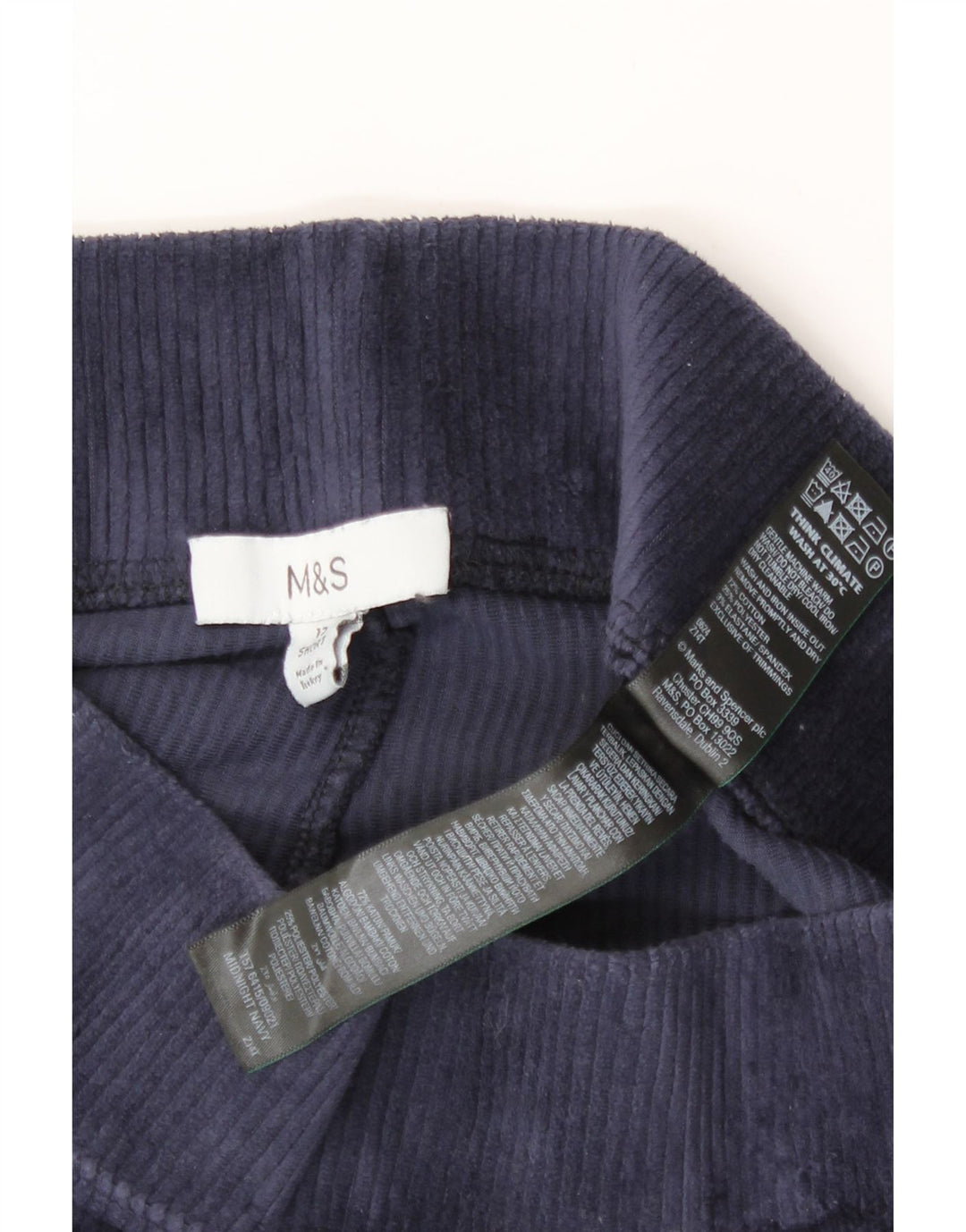 Marks & Spencer Womens Velour Leggings UK 12 Medium Navy Blue Cotton