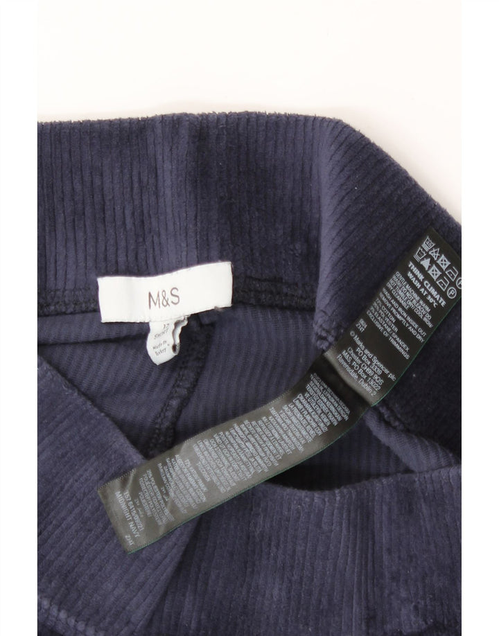 Marks & Spencer Womens Velour Leggings UK 12 Medium Navy Blue Cotton