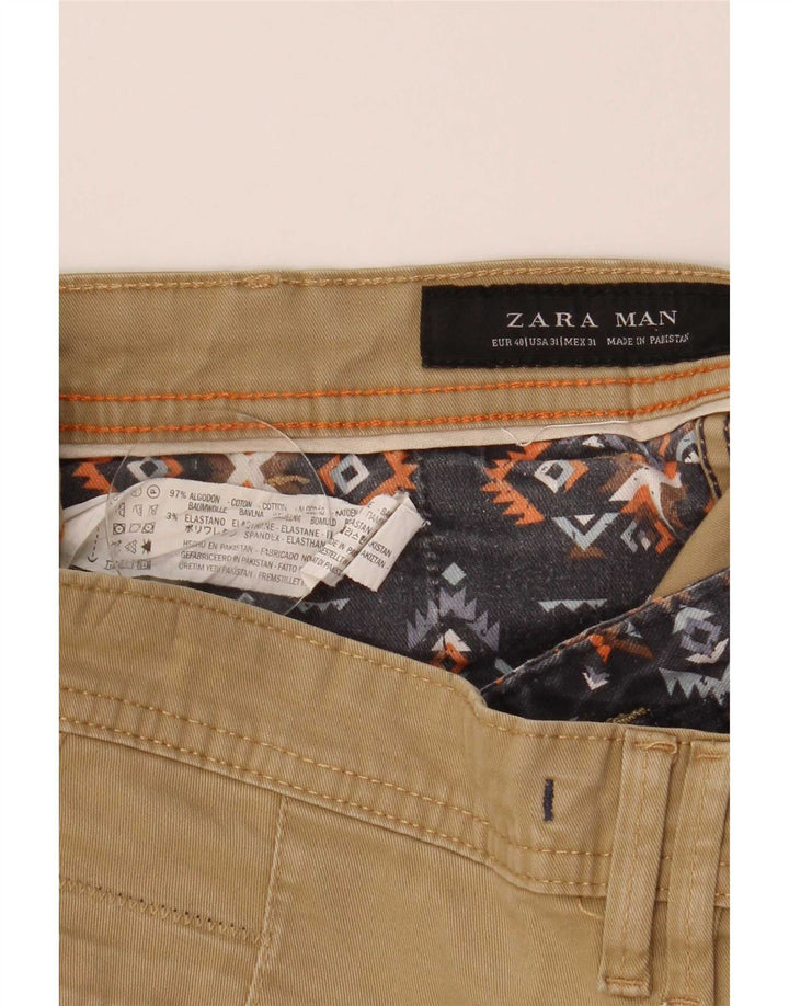Zara Mens Chino Shorts EU 40 Medium W31 Beige Cotton