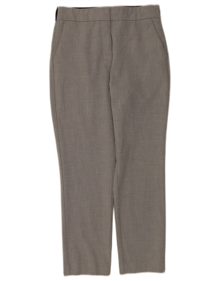 Zara Womens Slim Cropped Trousers Medium W28 L25 Grey Colourblock Polyester