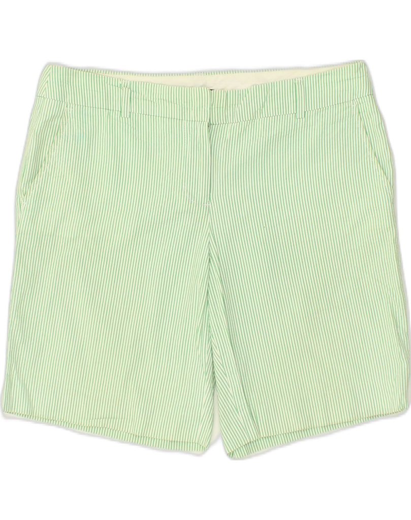 J. CREW Womens Chino Shorts US 10 Large W34 Green Striped Cotton | Vintage J. Crew | Thrift | Second-Hand J. Crew | Used Clothing | Messina Hembry 