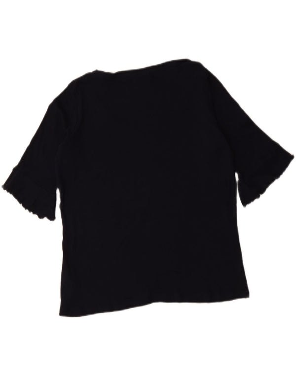 Marks & Spencer Womens Top 3/4 Sleeve UK 16 Large  Navy Blue Cotton