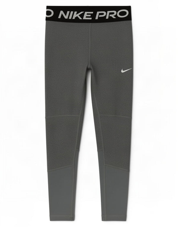 Nike Girls Dri Fit Graphic Leggings 8-9 Years Small Grey Colourblock