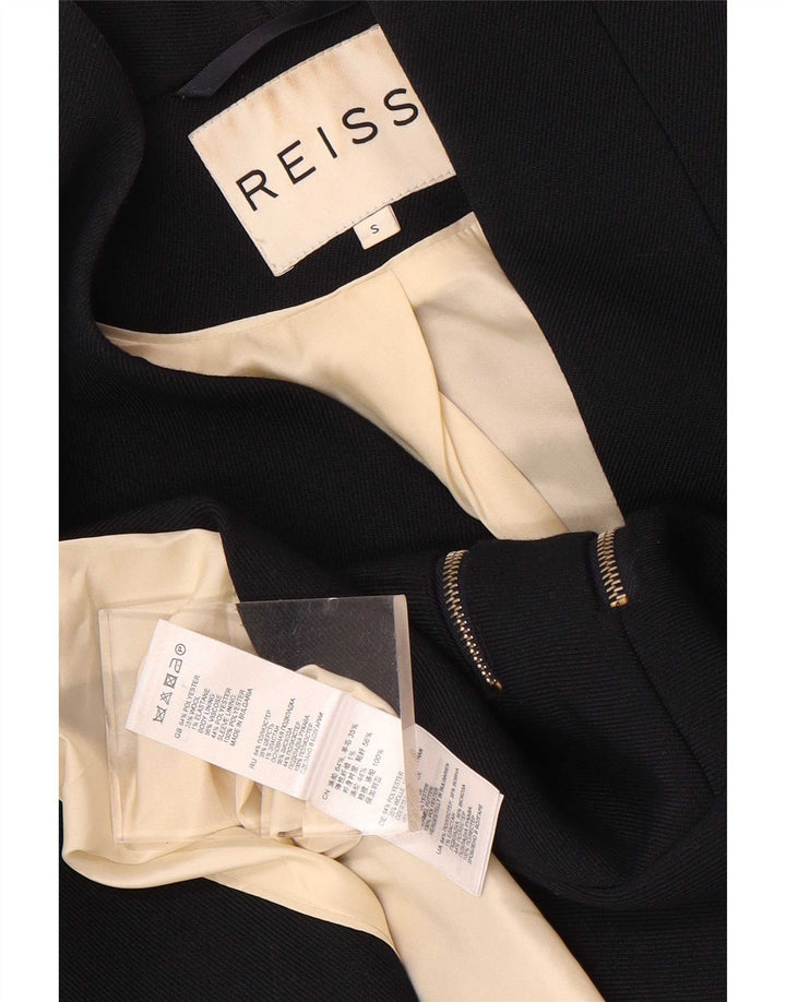 Reiss Womens 1 Button Blazer Jacket UK 10 Small Navy Blue Polyester