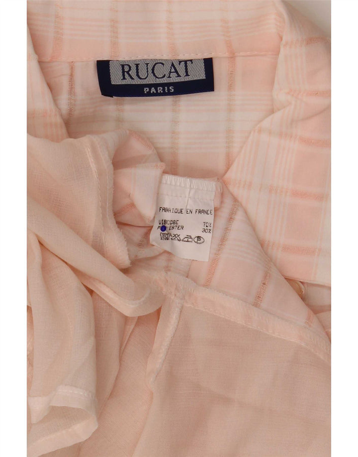 Vintage Womens Shirt Dress UK 12 Medium Pink Check Viscose