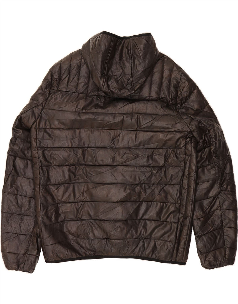 TOMMY HILFIGER Womens Grant Fit Hooded Padded Jacket UK 16 Large Brown Vintage Tommy Hilfiger and Second-Hand Tommy Hilfiger from Messina Hembry 