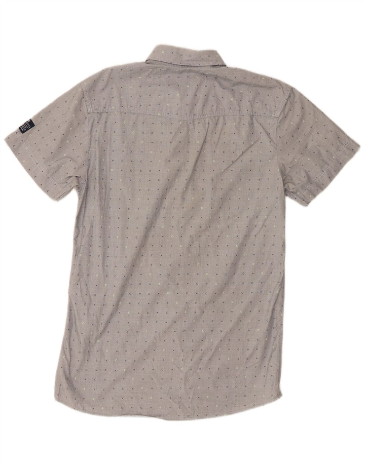 Jack & Jones Mens Short Sleeve Shirt Medium Grey Spotted Cotton