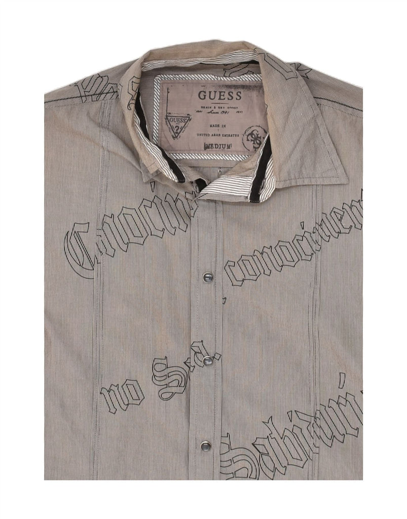 GUESS Mens Graphic Shirt Medium Grey Geometric Cotton | Vintage Guess | Thrift | Second-Hand Guess | Used Clothing | Messina Hembry 