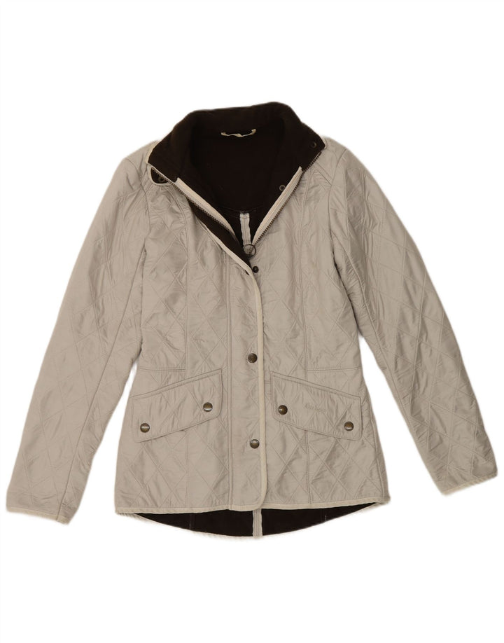 Barbour Womens Quilted Jacket UK 8 Small Off White Polyamide