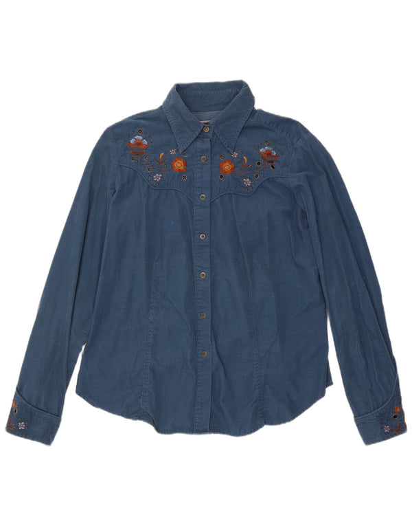 Marlboro Classics Womens Long Sleeve Shirt UK 16 Large Blue Floral Western