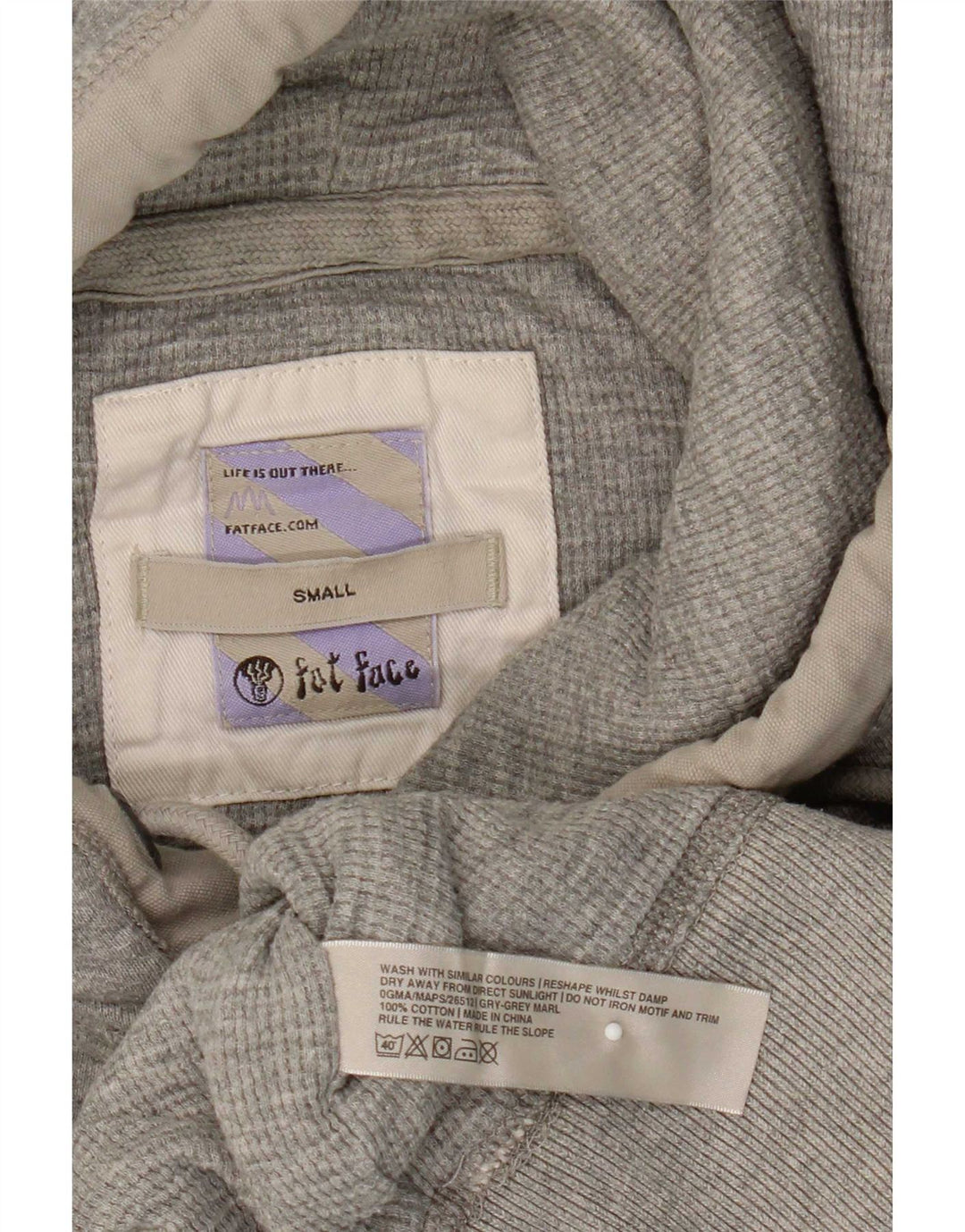 Fat Face Mens Graphic Hoodie Jumper Small Grey Flecked Cotton