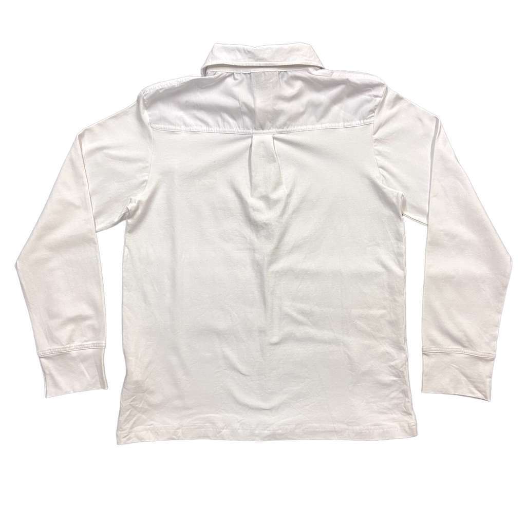 John Richmond Stretchy Long Sleeve Polo Shirt | Vintage High End Designer White | Vintage Messina Hembry | Thrift | Second-Hand Messina Hembry | Used Clothing | Messina Hembry 